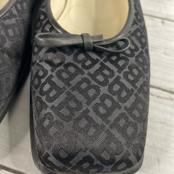 Bally Takawa Black Fabric Logo Pattern Bow Square Toe Flat - Picture 6 of 14
